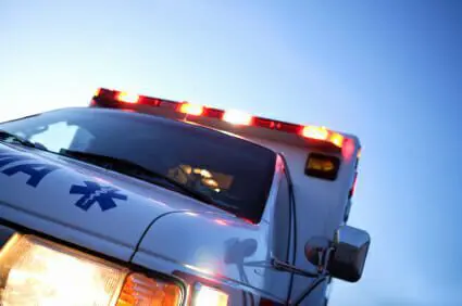 Two Men Dead, One Injured in Head-on Collision 1 Close-up of ambulance truck