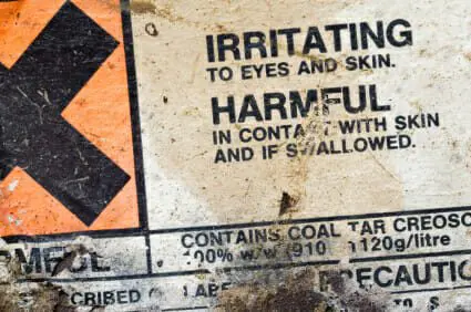 Blog 9 Label warning that on a container of creosote indicating it to be harmful and a chemical irritant.