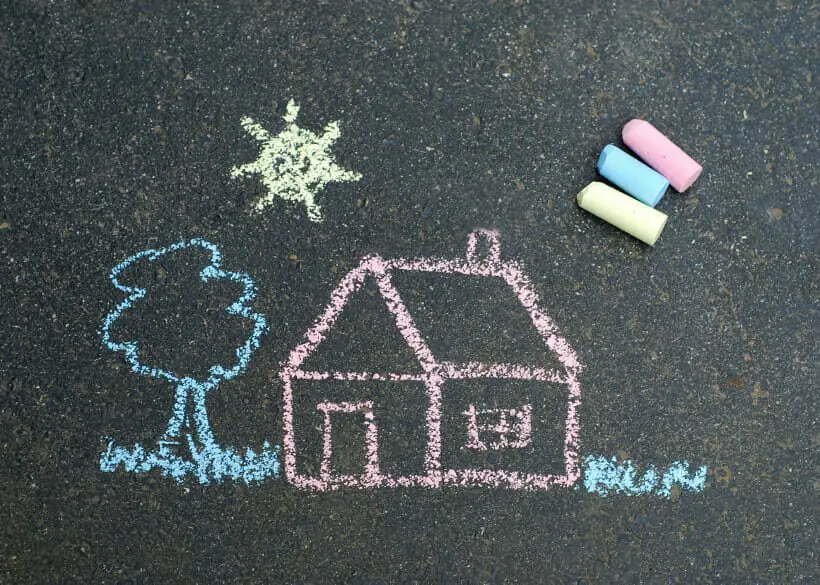 Chalk drawing of a house