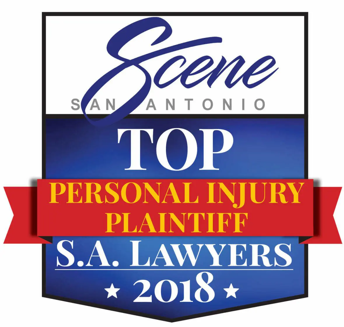 S.A. Scene Names Thomas J. Henry One of San Antonio’s Top Personal Injury Lawyers 1 Scene San Antonio Top Personal Injury Plaintiff SA Lawyers 2018 accolade