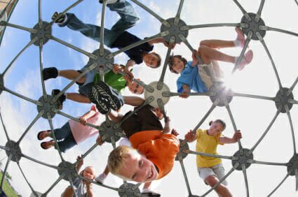 Kids playing on jungle gym