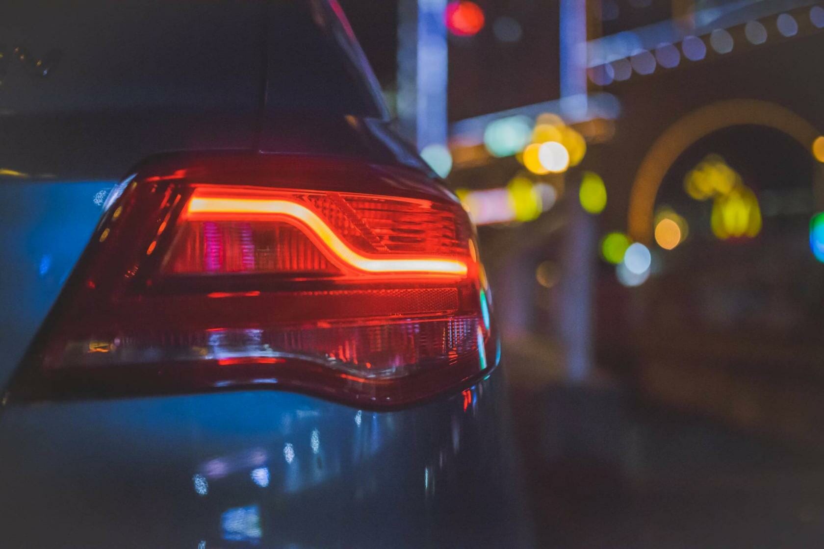 Car taillight at night